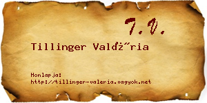 Tillinger Valéria névjegykártya